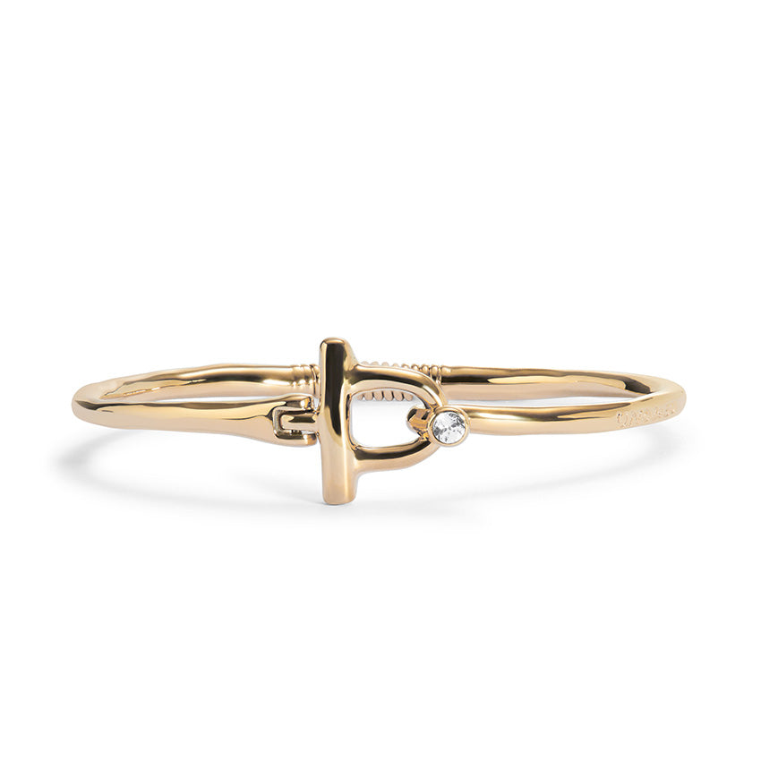 Uno de 50 Gold Plated Bangle bracelet with white topaz