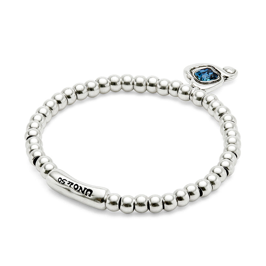 Uno De 50 Beaded Stretch Blue Crystal Bracelet