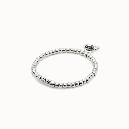 Uno De 50 Beaded Stretch Grey Crystal Bracelet