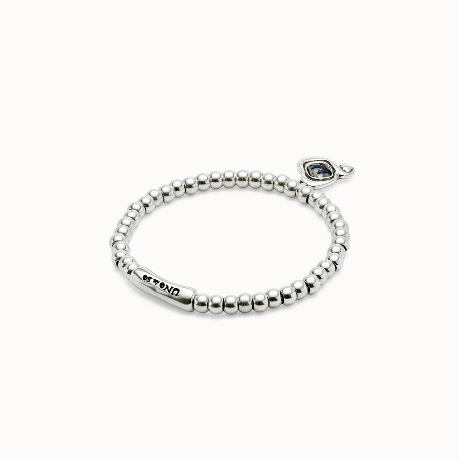 Uno De 50 Beaded Stretch Grey Crystal Bracelet