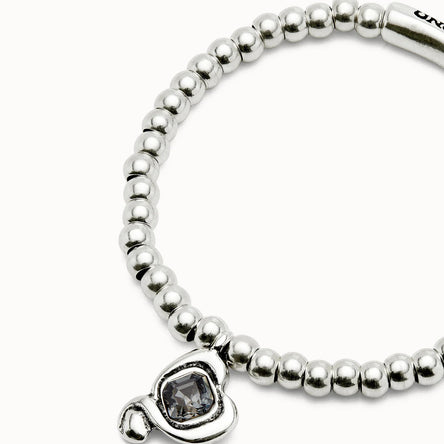 Uno De 50 Beaded Stretch Grey Crystal Bracelet