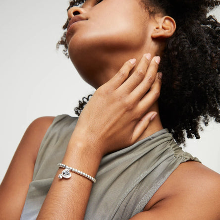 Uno De 50 Beaded Stretch Grey Crystal Bracelet