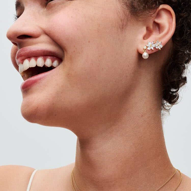 Pandora Treated Freshwater Cultured Pearl & Stone Drop Earrings