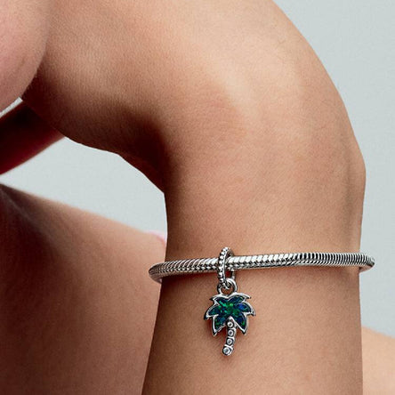 Pandora Opalescent Green Palm Tree Dangle Charm