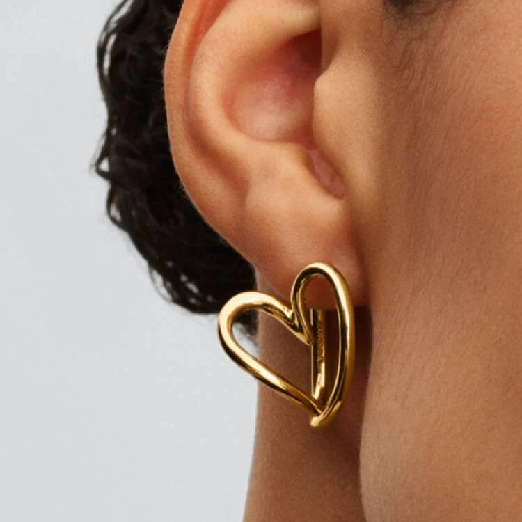 Pandora Organically Shaped Heart Hoop Earrings