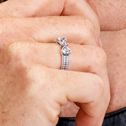 Pandora Sparkling Bow Double-row Ring