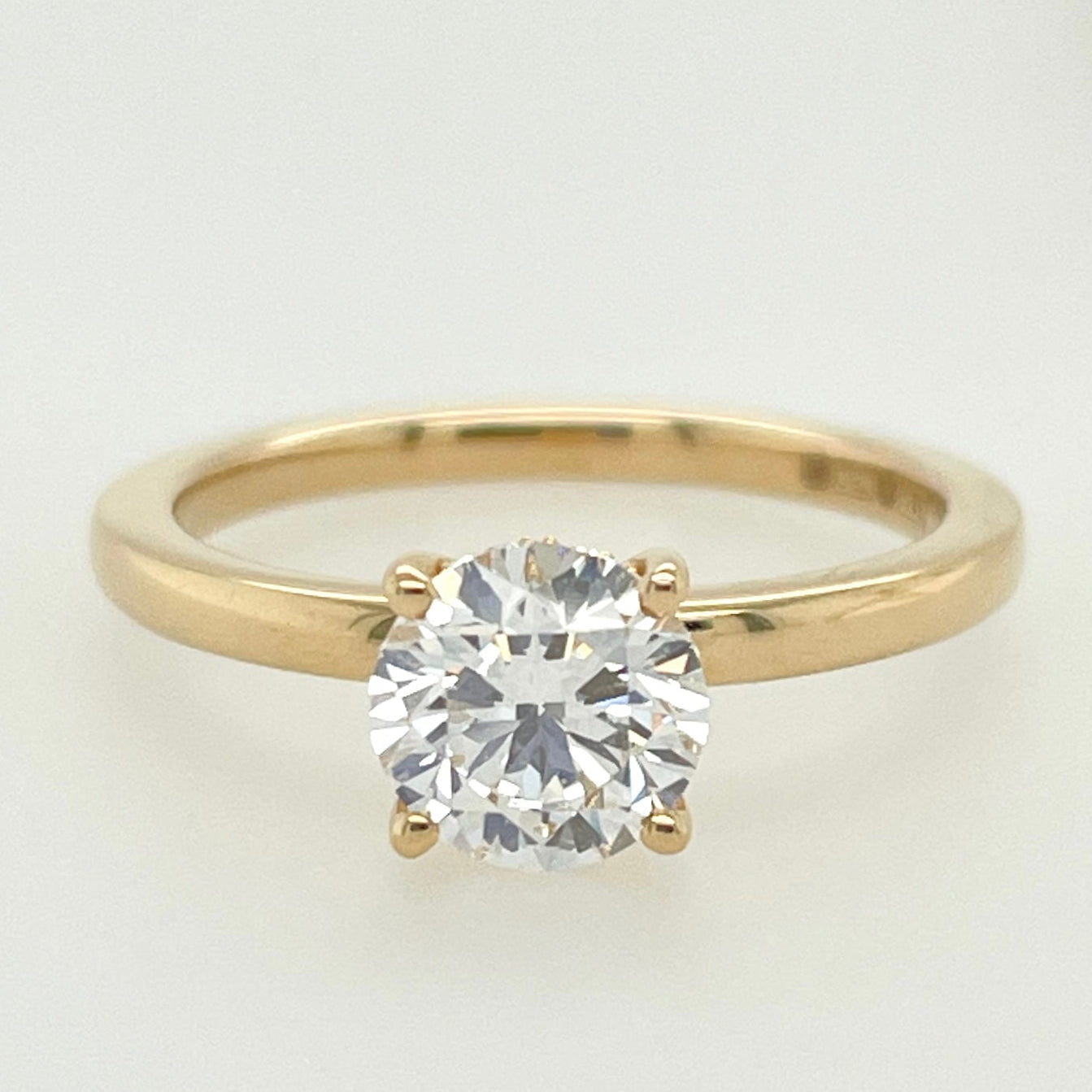 18ct Yellow Gold Round-Brilliant Lab Diamond, Hidden-Halo, Solitaire Engagement Ring