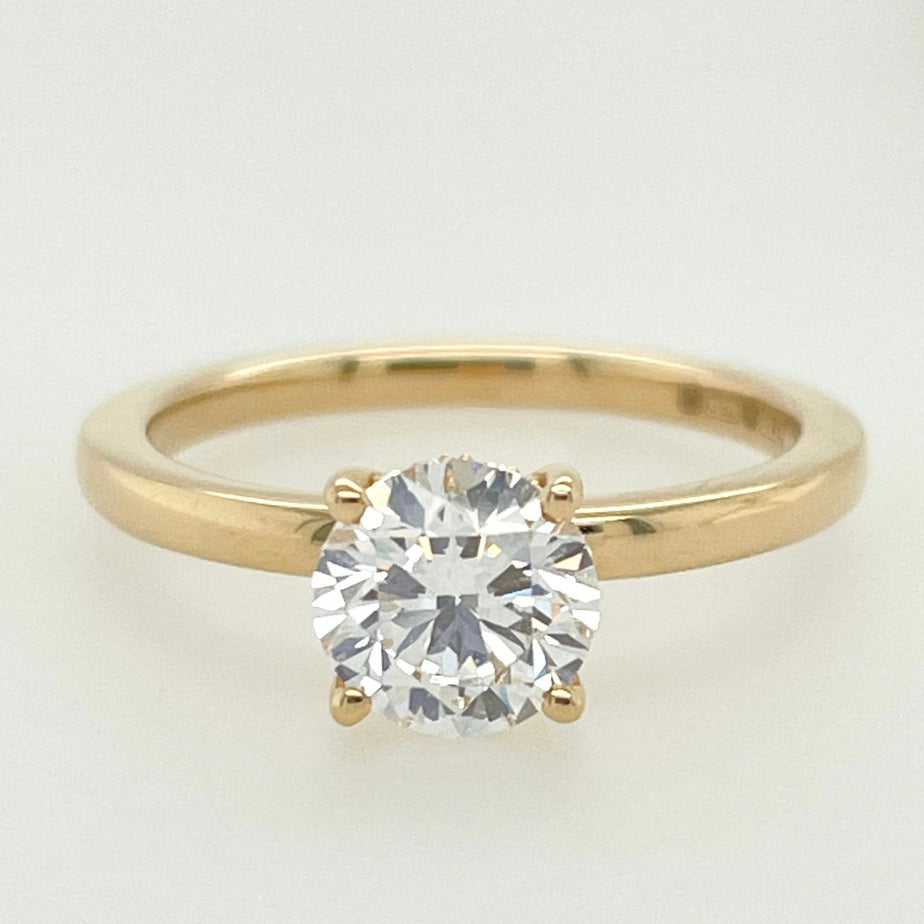 18ct Yellow Gold Round-Brilliant Lab Diamond, Hidden-Halo, Solitaire Engagement Ring