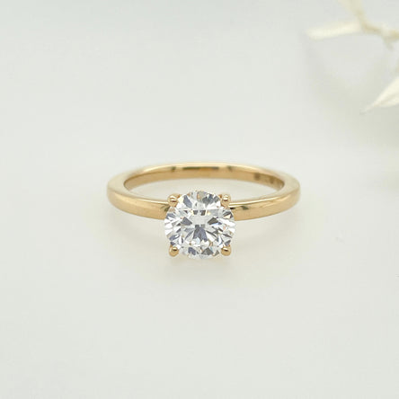 18ct Yellow Gold Round-Brilliant Lab Diamond, Hidden-Halo, Solitaire Engagement Ring