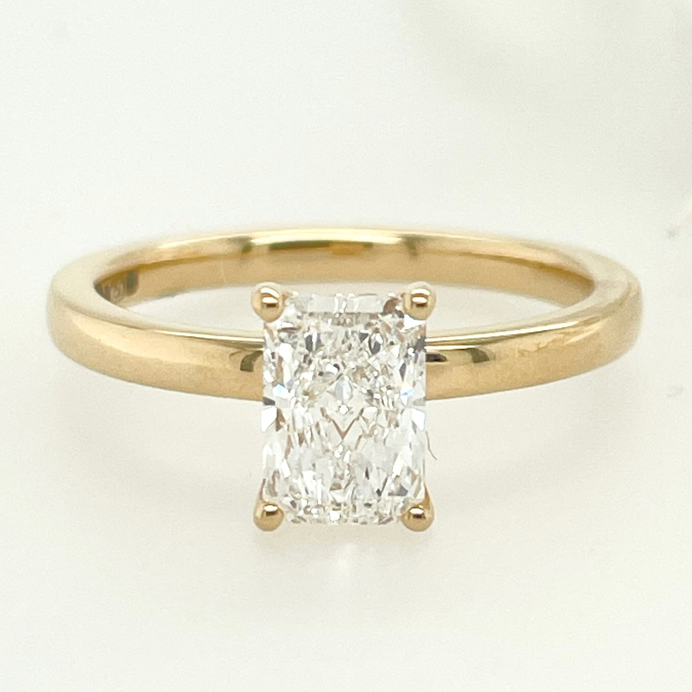 18ct Yellow Gold Radiant Lab Diamond, Hidden-Halo, Solitaire Engagement Ring