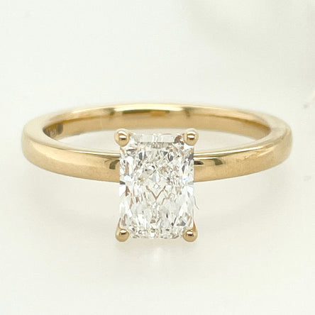 18ct Yellow Gold Radiant Lab Diamond, Hidden-Halo, Solitaire Engagement Ring
