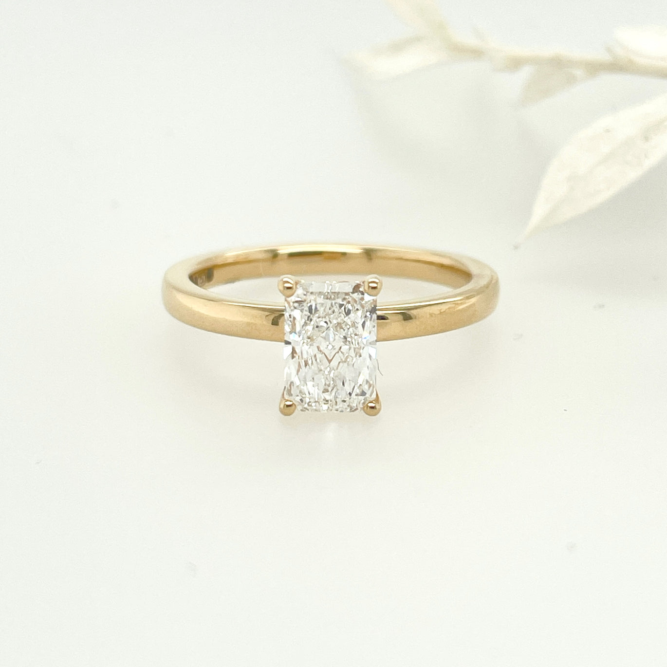 18ct Yellow Gold Radiant Lab Diamond, Hidden-Halo, Solitaire Engagement Ring