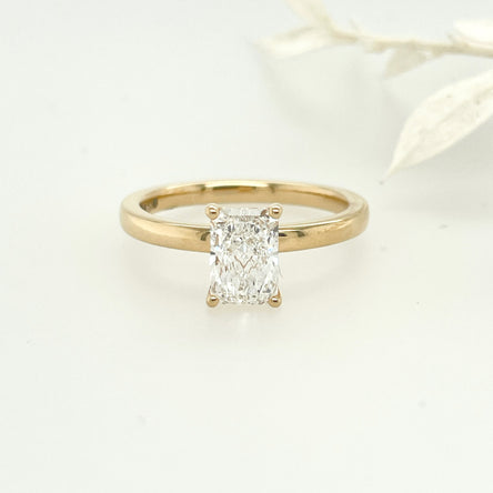 18ct Yellow Gold Radiant Lab Diamond, Hidden-Halo, Solitaire Engagement Ring