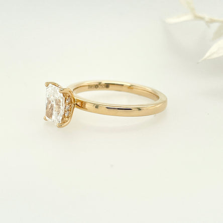 18ct Yellow Gold Radiant Lab Diamond, Hidden-Halo, Solitaire Engagement Ring