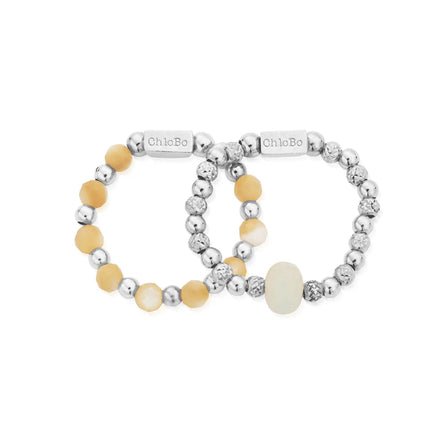 Chlobo Silver Peace and Balance Ring Set