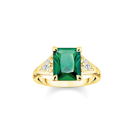 Thomas Sabo Gold Ring with Green and white Stone