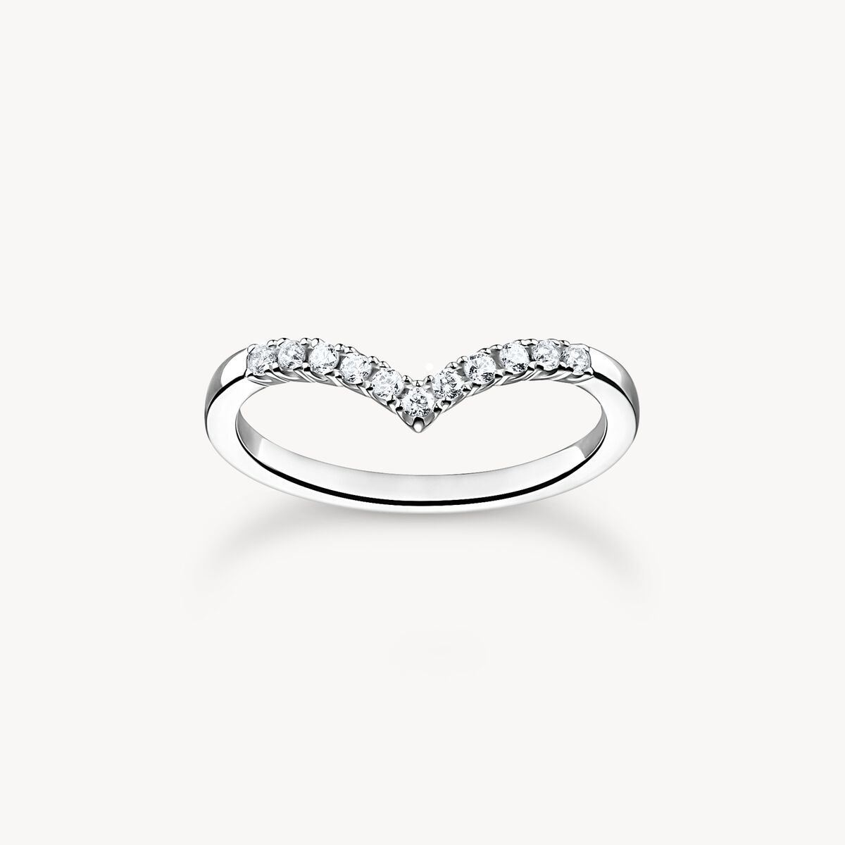 Thomas Sabo Ring V-shape with white stones silver