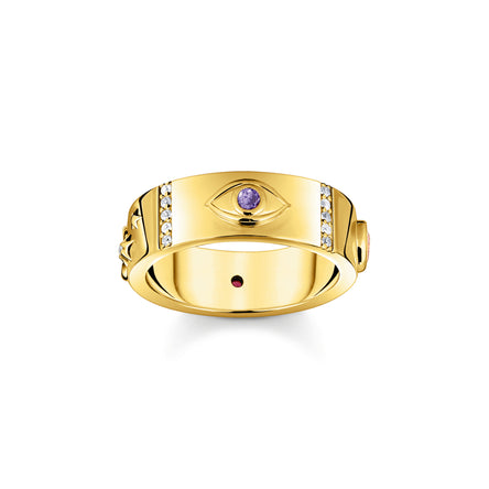 Thomas Sabo Gold Ring with Cosmic Motifs and Stones