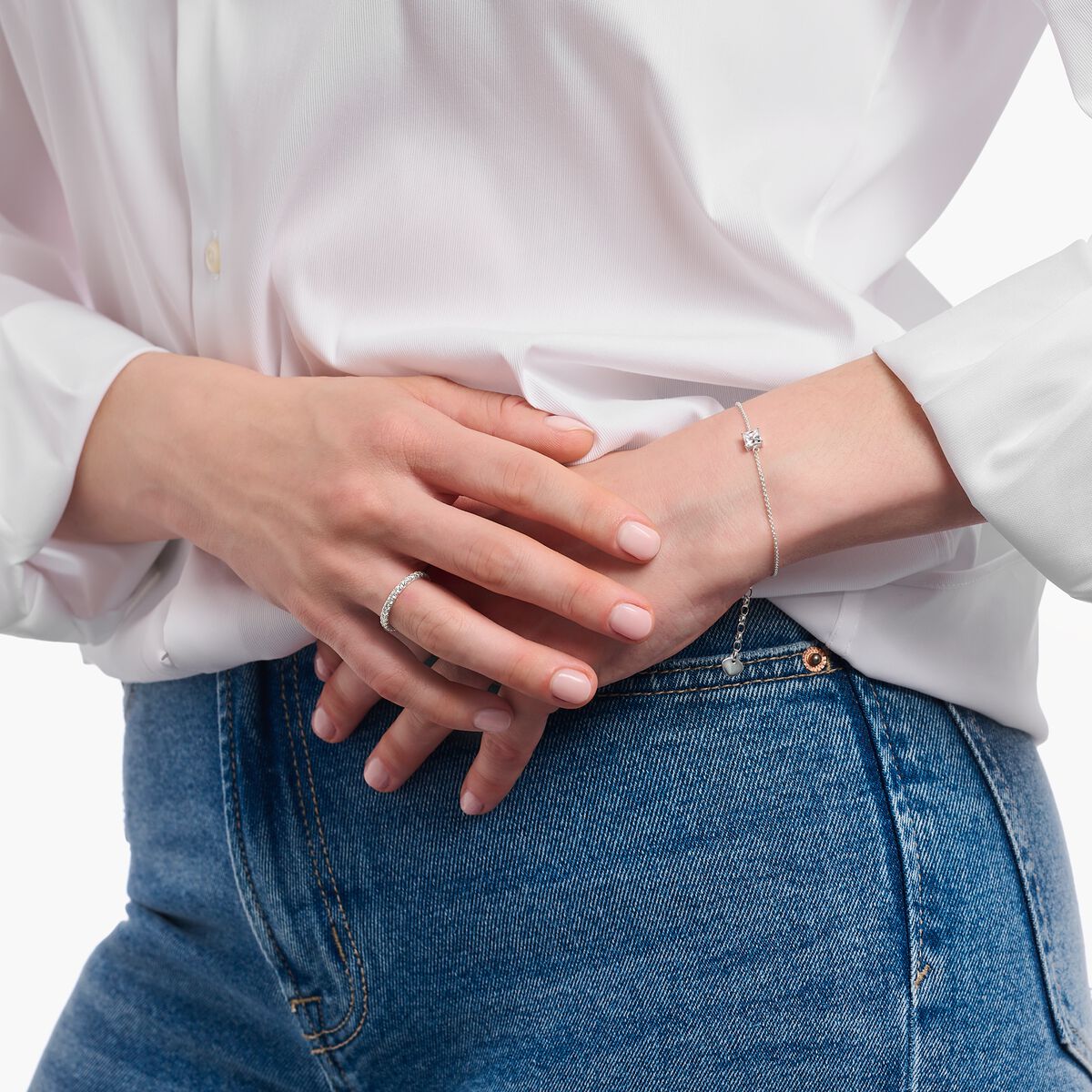Thomas Sabo Silver Ring In Delicate Design With White Zirconia