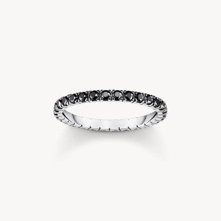 Thomas Sabo Silver ring in delicate design with black zirconia