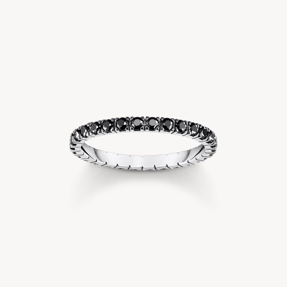 Thomas Sabo Silver ring in delicate design with black zirconia