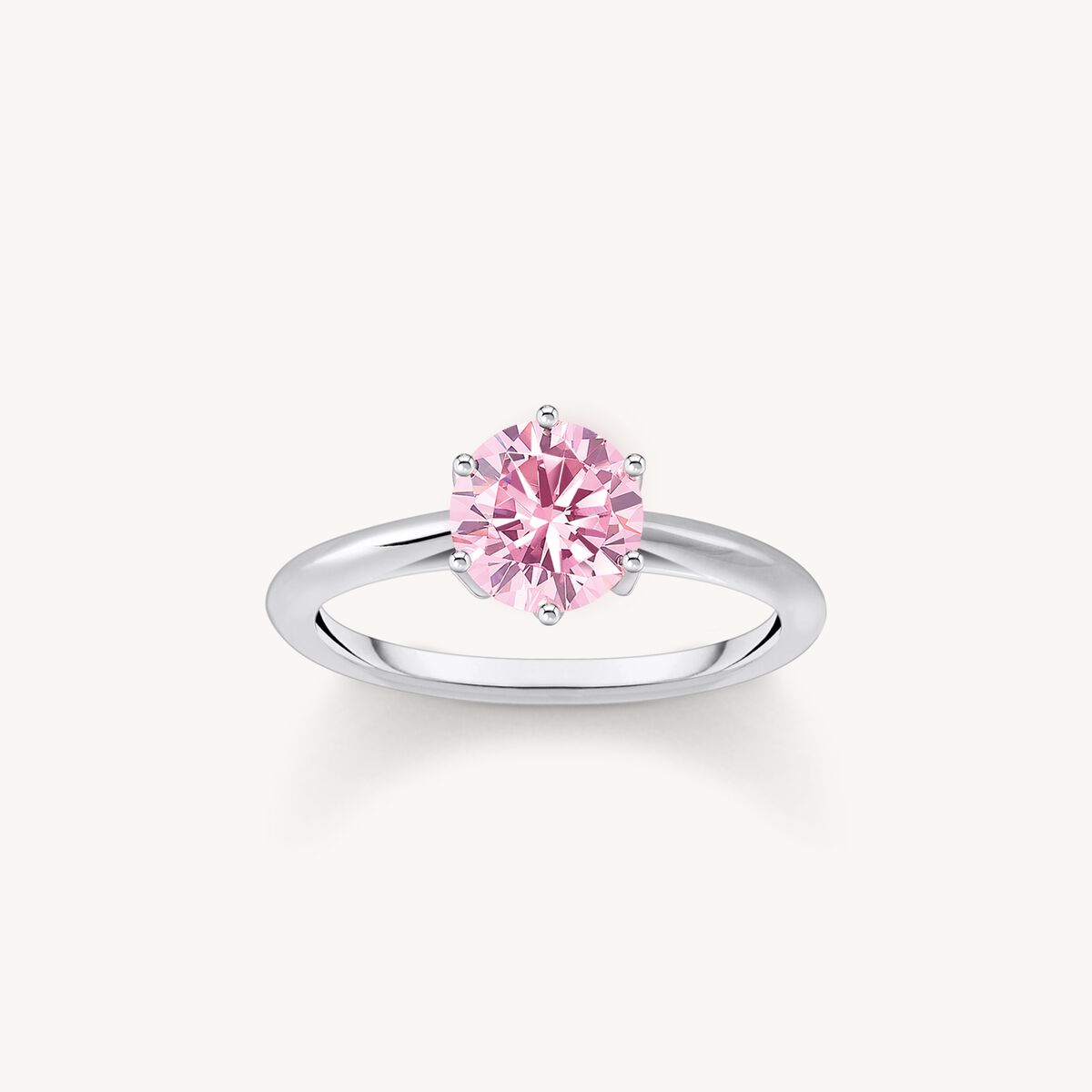 Thomas Sabo Silver Ring With Pink Zirconia In Brilliant Cut