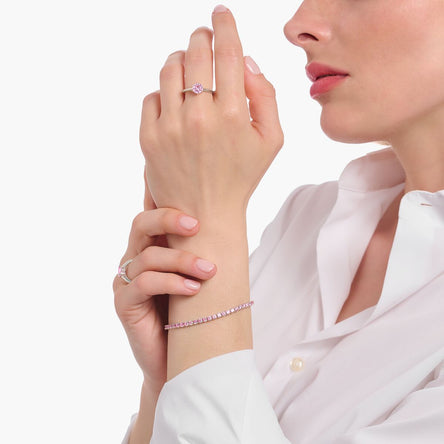 Thomas Sabo Silver Ring With Pink Zirconia In Brilliant Cut