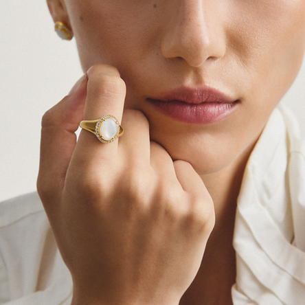 Thomas Sabo Gold Plated Mother of Pearl Ring