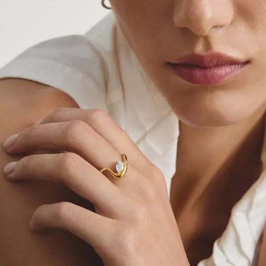 Thomas Sabo Gold Ring with Teardrop Stone