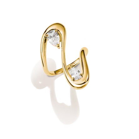 Thomas Sabo Gold Wave Ring with Teardrop Stones