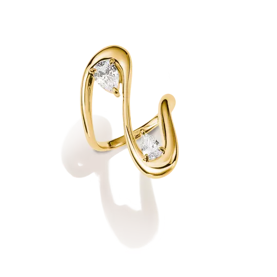 Thomas Sabo Gold Wave Ring with Teardrop Stones