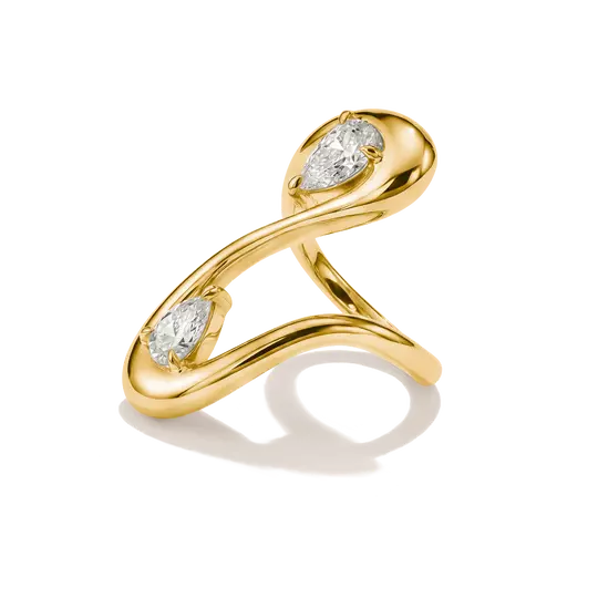 Thomas Sabo Gold Wave Ring with Teardrop Stones