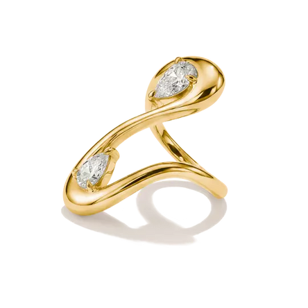 Thomas Sabo Gold Wave Ring with Teardrop Stones