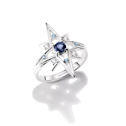 Thomas Sabo Silver Star Ring with Blue Stones