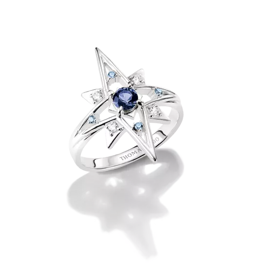 Thomas Sabo Silver Star Ring with Blue Stones