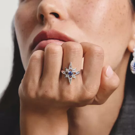 Thomas Sabo Silver Star Ring with Blue Stones