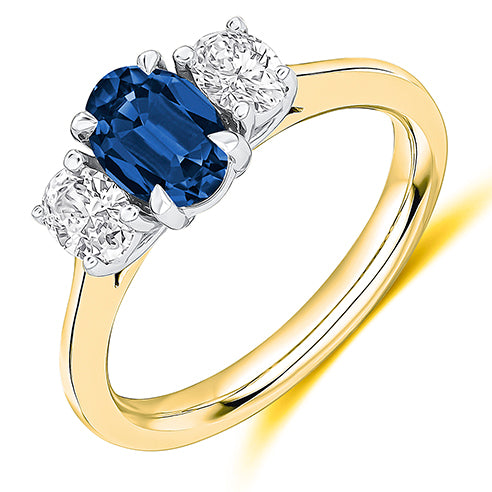 Trilogy Diamond & Sapphire Engagement Ring