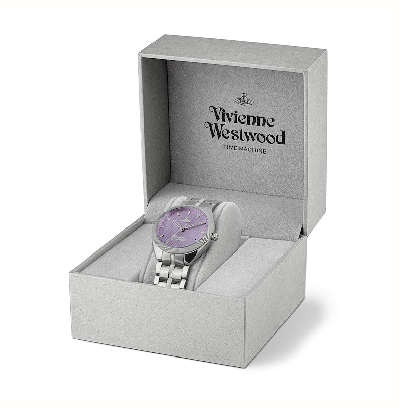 Vivienne Westwood The Mews Purple Dial Stainless Steel Bracelet Ladies Watch