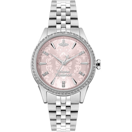 Vivienne Westwood Little Wallace Silver Tone Pink Face Watch