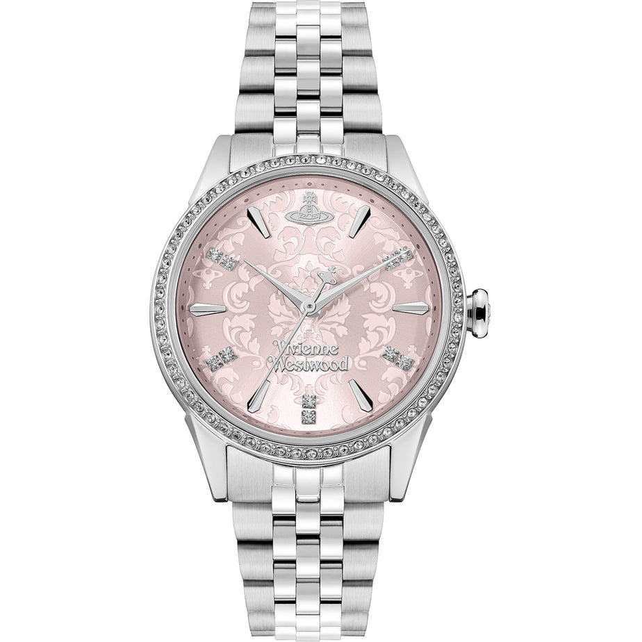 Vivienne Westwood Little Wallace Silver Tone Pink Face Watch