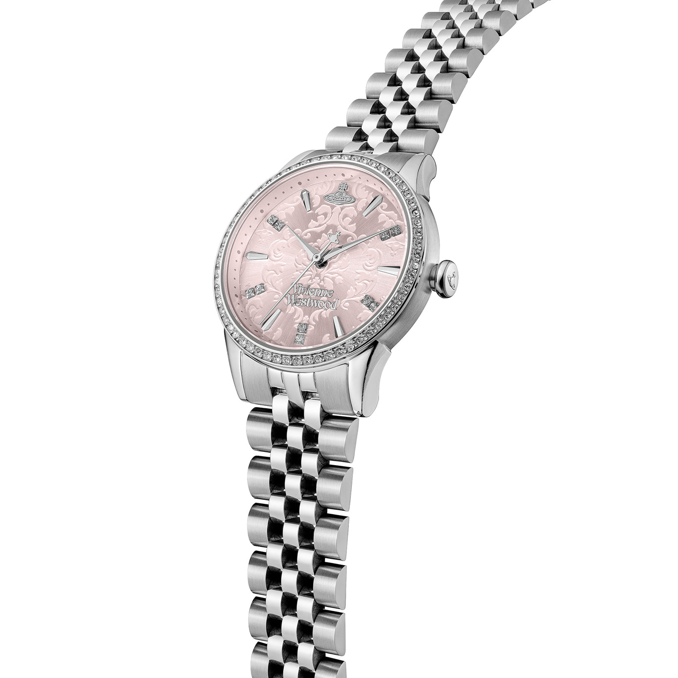 Vivienne Westwood Little Wallace Silver Tone Pink Face Watch