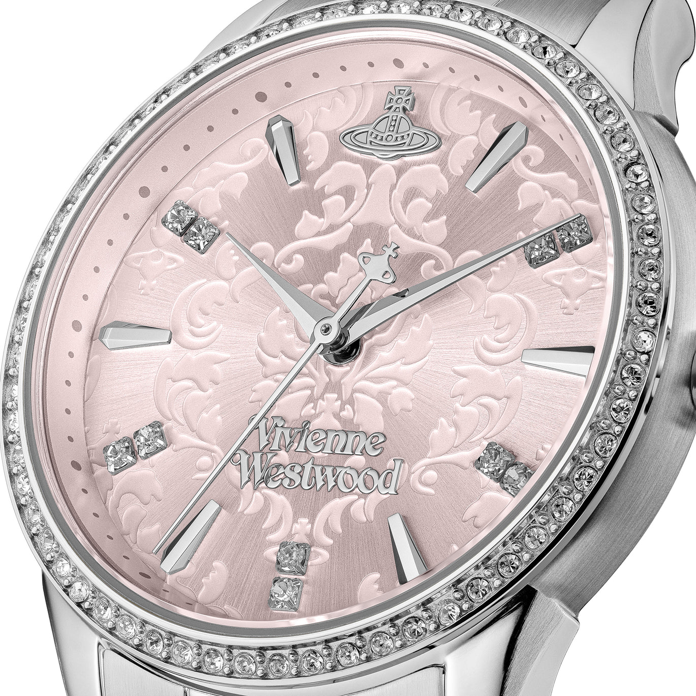 Vivienne Westwood Little Wallace Silver Tone Pink Face Watch