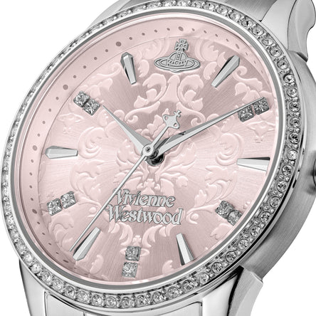 Vivienne Westwood Little Wallace Silver Tone Pink Face Watch