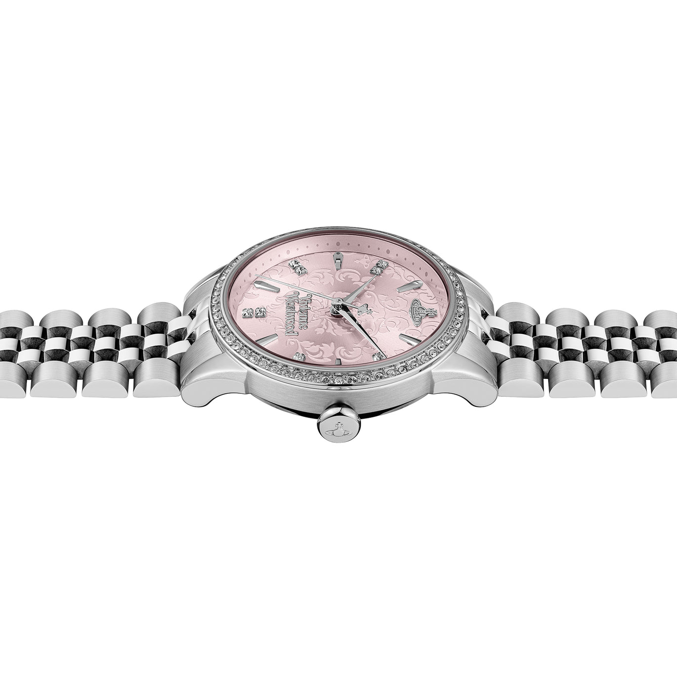 Vivienne Westwood Little Wallace Silver Tone Pink Face Watch