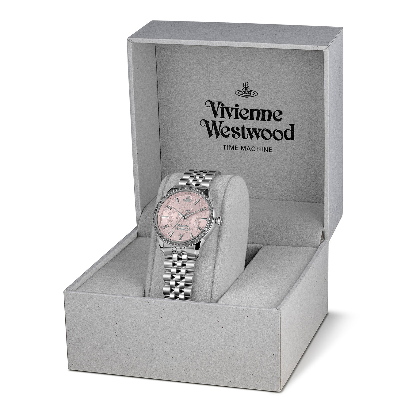 Vivienne Westwood Little Wallace Silver Tone Pink Face Watch
