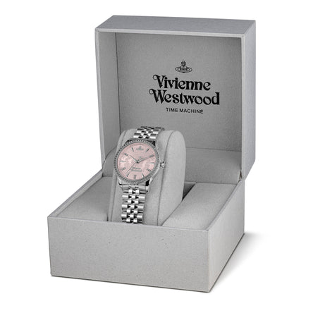 Vivienne Westwood Little Wallace Silver Tone Pink Face Watch