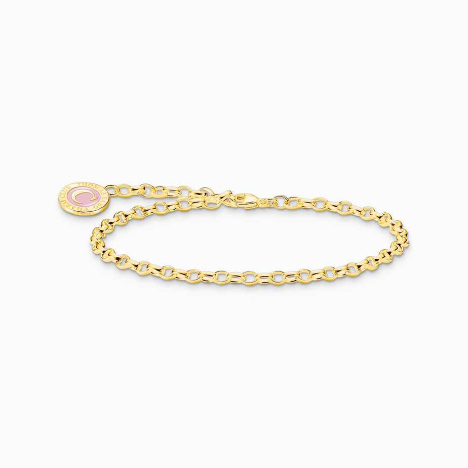 Thomas Sabo Gold Charm Bracelet with pink Charmista Coin