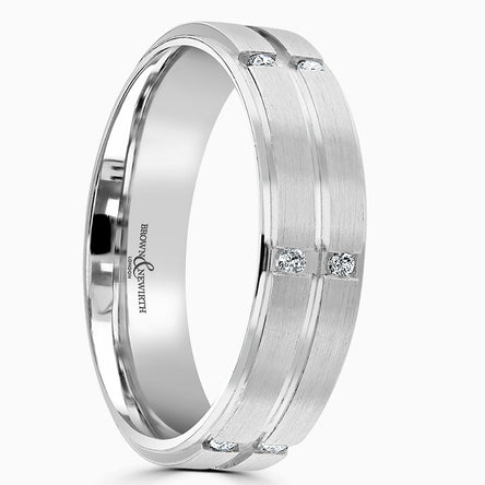 9ct White Gold Pattern Lab-Grown Diamond Wedding Ring