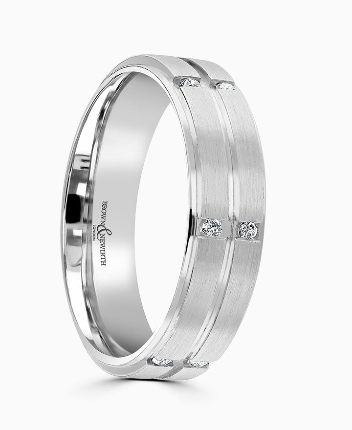 9ct White Gold Pattern Lab-Grown Diamond Wedding Ring