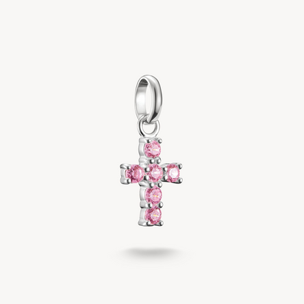 Thomas Sabo Silver Cross With Pink Stones Connect Charm Pendant